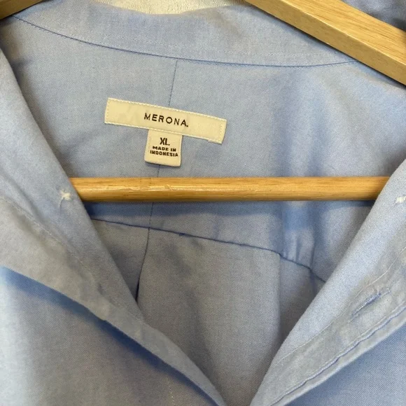 Versona XL Cotton Blue Classic Button Down Dress Shirt - Picture 2 of 5